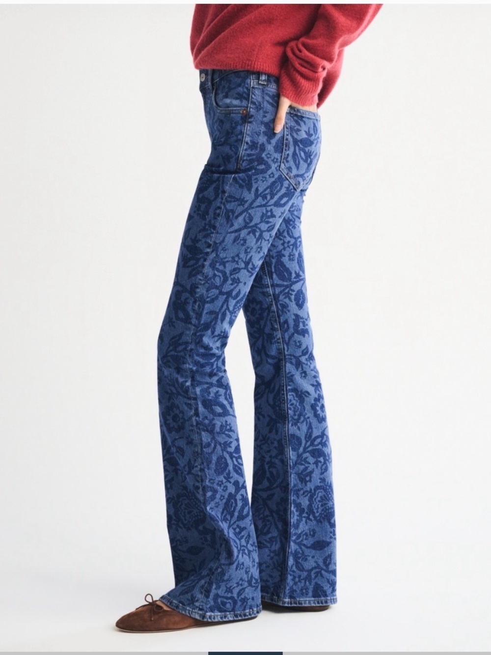 Abercrombie & Fitch Blue Floral Boot-Cut Jeans NWOT - Picture 3 of 7